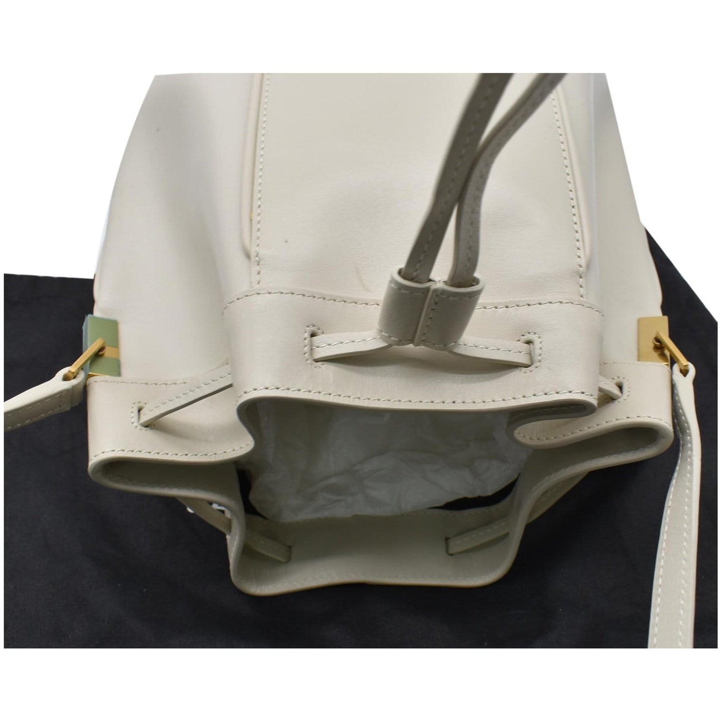 YVES SAINT LAURENT Talitha Medium Leather Bucket Crossbody Bag White