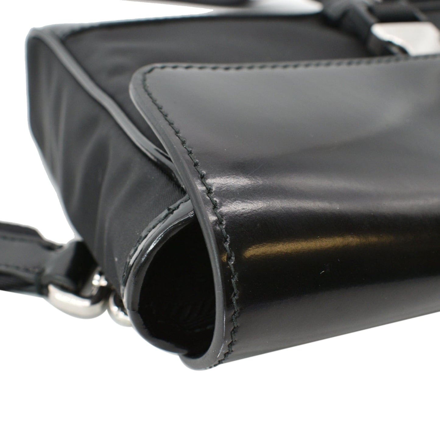PRADA Re-Nylon Leather Shoulder Bag Black