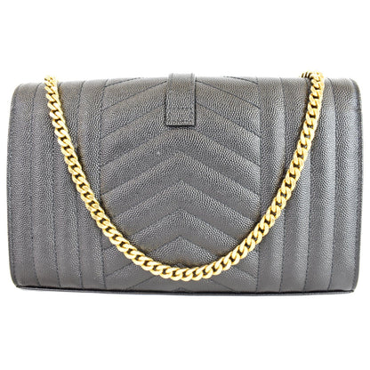 YVES SAINT LAURENT Envelope Small Leather Shoulder Bag Black