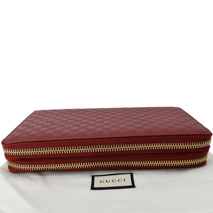 GUCCI Microguccissima GG Leather Double Zip Large Wallet Red 544250