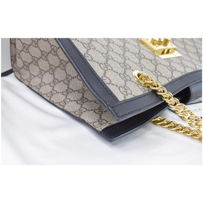 GUCCI Padlock Medium GG Supreme Canvas Shoulder Bag Beige 479197