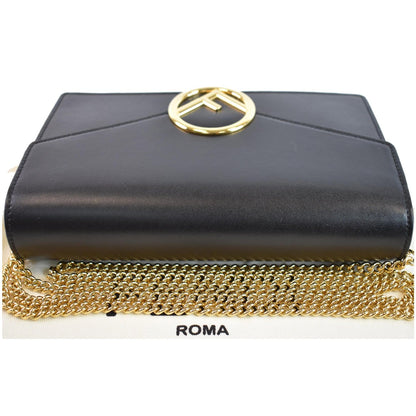 FENDI Vitello F is Envelope Leather Wallet on Chain Crossbody Bag Black