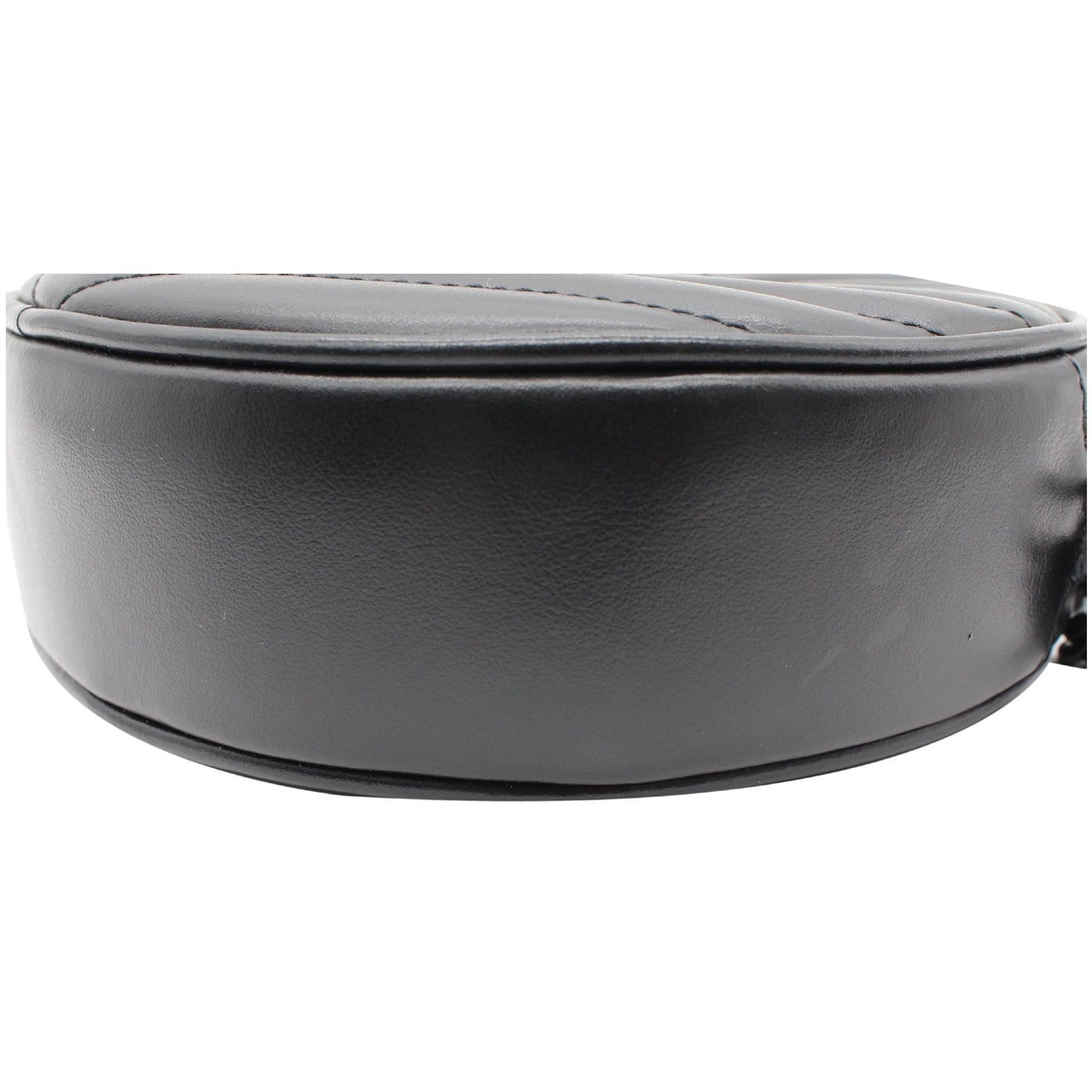 YVES SAINT LAURENT Vinyle Round Chevron Leather Camera Crossbody Bag Black