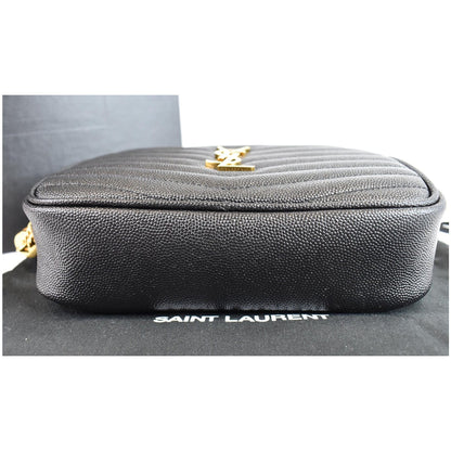 YVES SAINT LAURENT Mini Lou Grain De Poudre Camera Bag Black