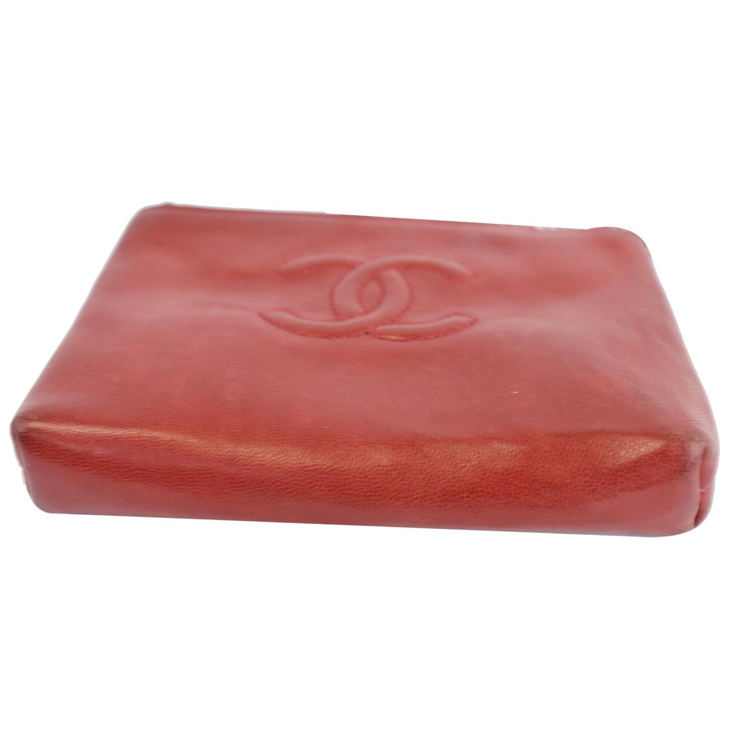 CHANEL CC Key Ring Lambskin Leather Coin Case Purse Red - Last Call