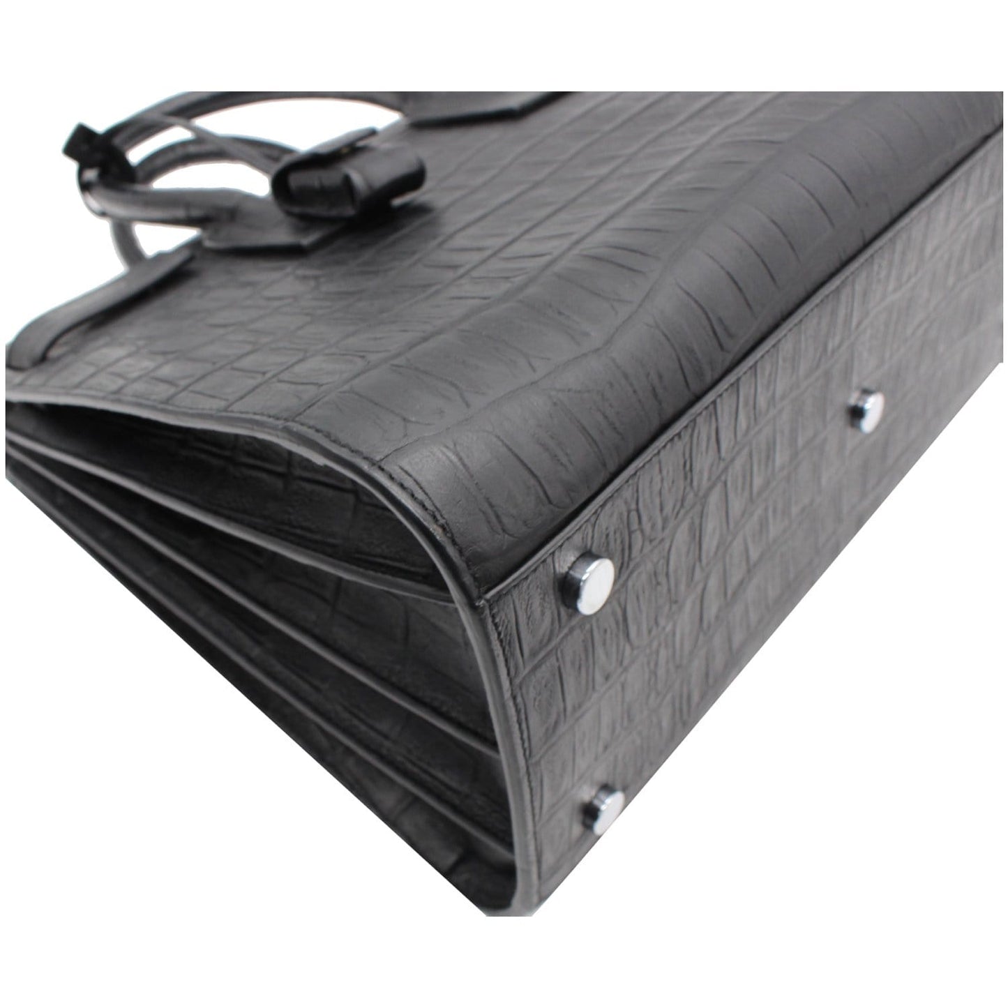 YVES SAINT LAURENT Sac de Jour Small Crocodile-Embossed Satchel Bag Black