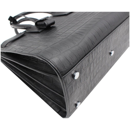 YVES SAINT LAURENT Sac de Jour Small Crocodile-Embossed Satchel Bag Black