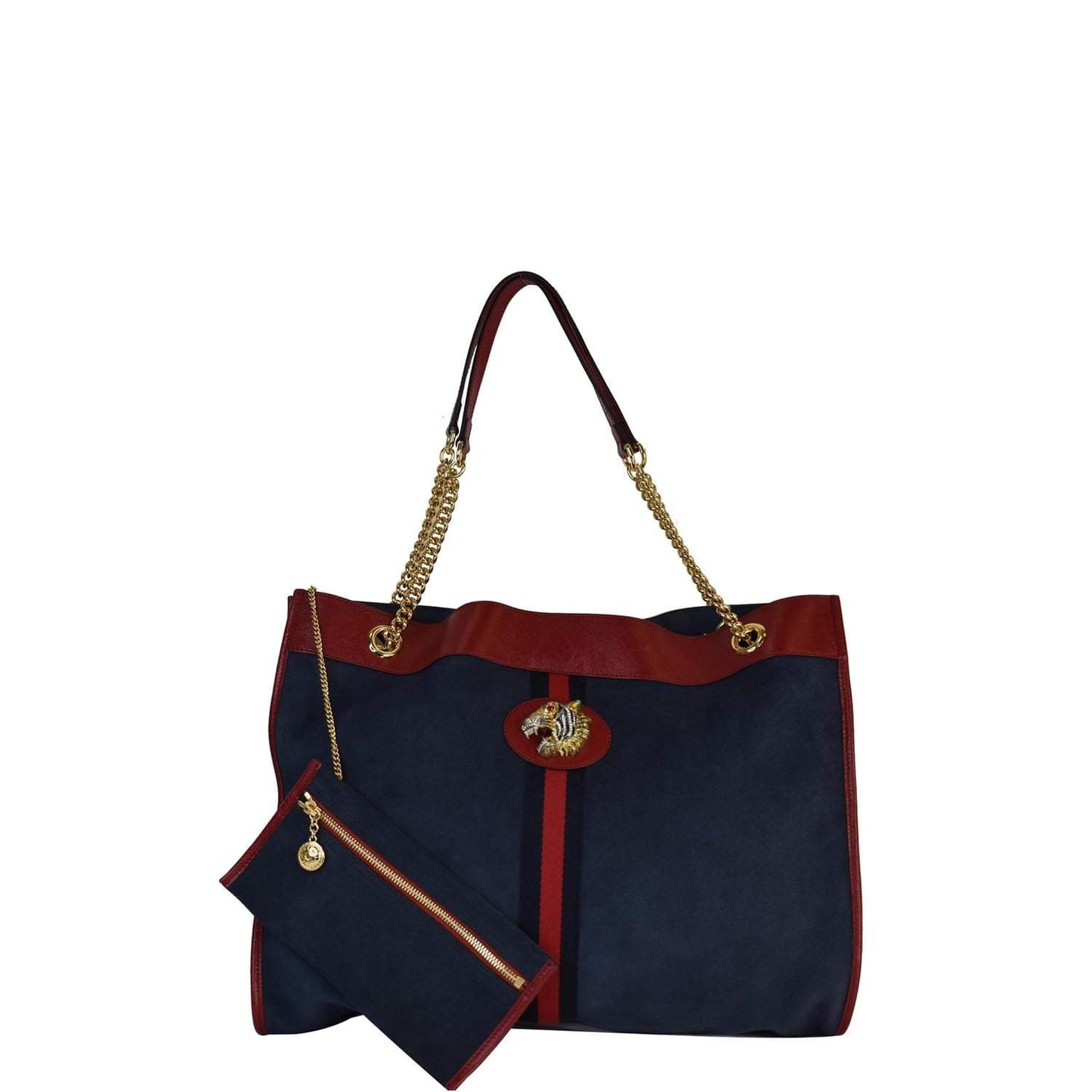 GUCCI Rajah Large Suede Leather Tote Shoulder Bag Navy 537219 - 20% OFF