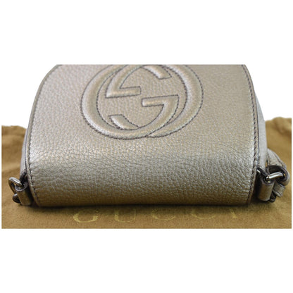 GUCCI GG Soho Tassel Pebbled Leather Shoulder Bag Silver 323190