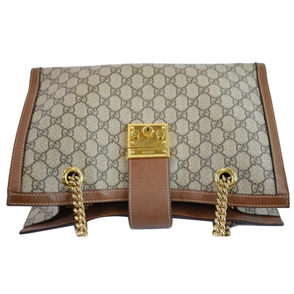 GUCCI Padlock Medium GG Supreme Canvas Shoulder Bag Beige 479197