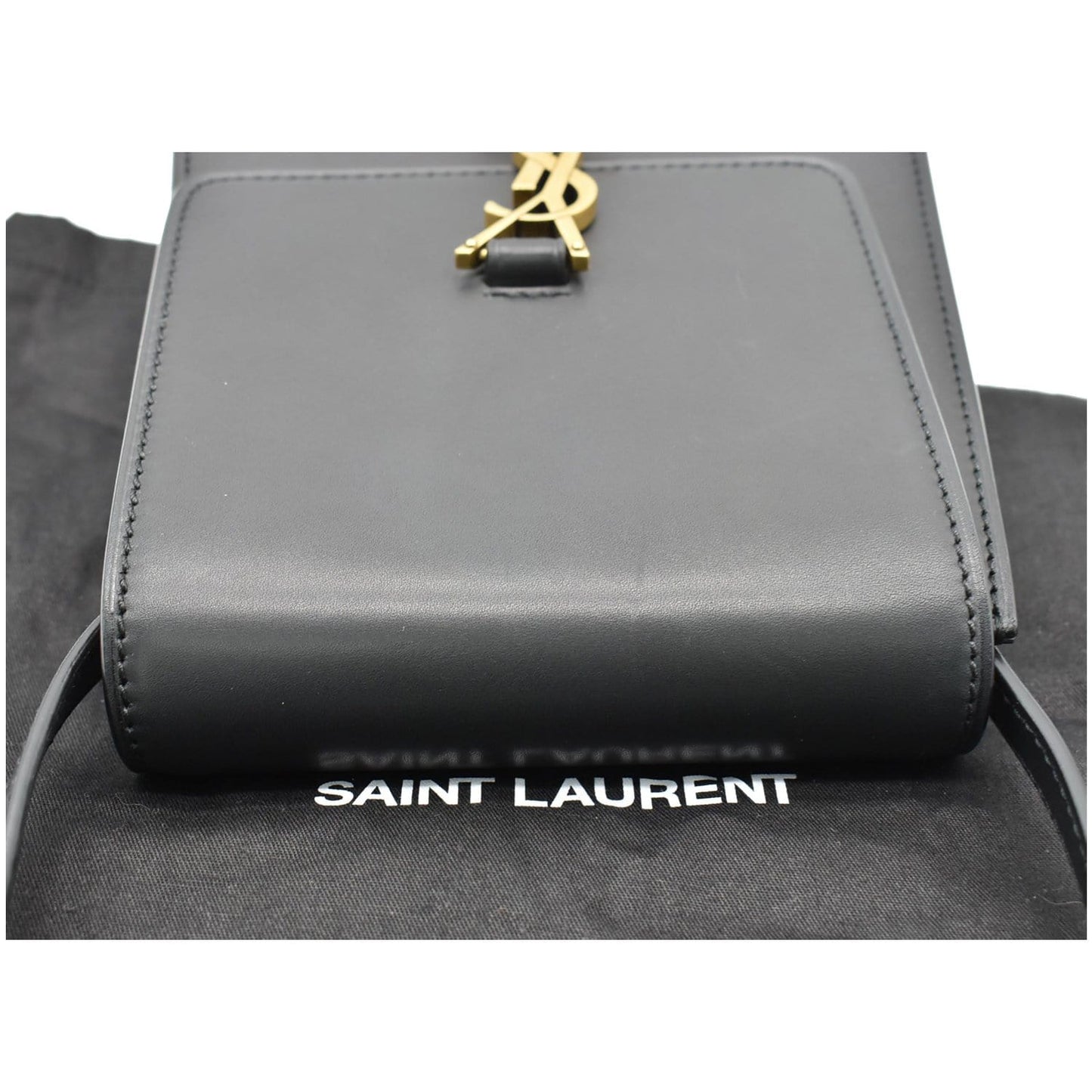 YVES SAINT LAURENT Kaia North/South Leather Satchel Bag Black