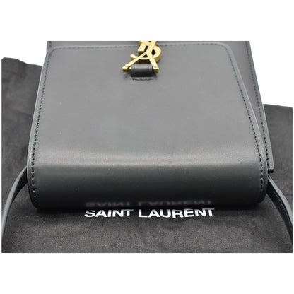YVES SAINT LAURENT Kaia North/South Leather Satchel Bag Black