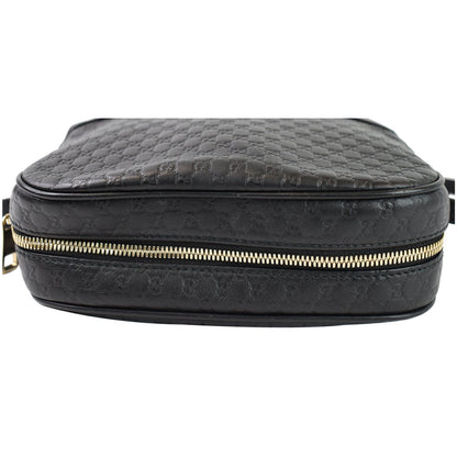 GUCCI Bree Micro GG Guccissima Leather Crossbody Bag Black 449413