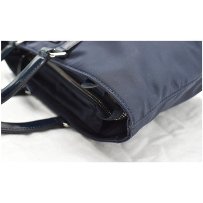 PRADA Nylon Leather Shopping Tote Shoulder Bag Dark Blue
