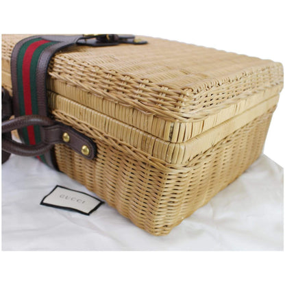 GUCCI Neutral Wicker suitcase Tan 524239 - Final Sale