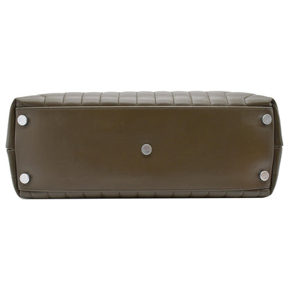YVES SAINT LAURENT Large Loulou Calfskin Matelasse Chain Shoulder Bag Khaki Green