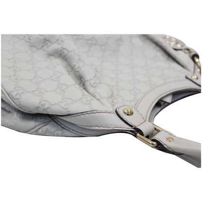 GUCCI Sukey Medium Guccissima Leather Tote Bag White 211944