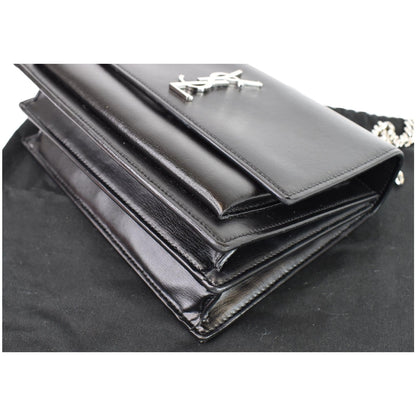 YVES SAINT LAURENT Sunset Medium Leather Shoulder Bag Black