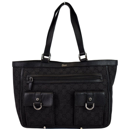 GUCCI Abbey Pocket Medium GG Denim Tote Bag Black 268639 - 20% OFF