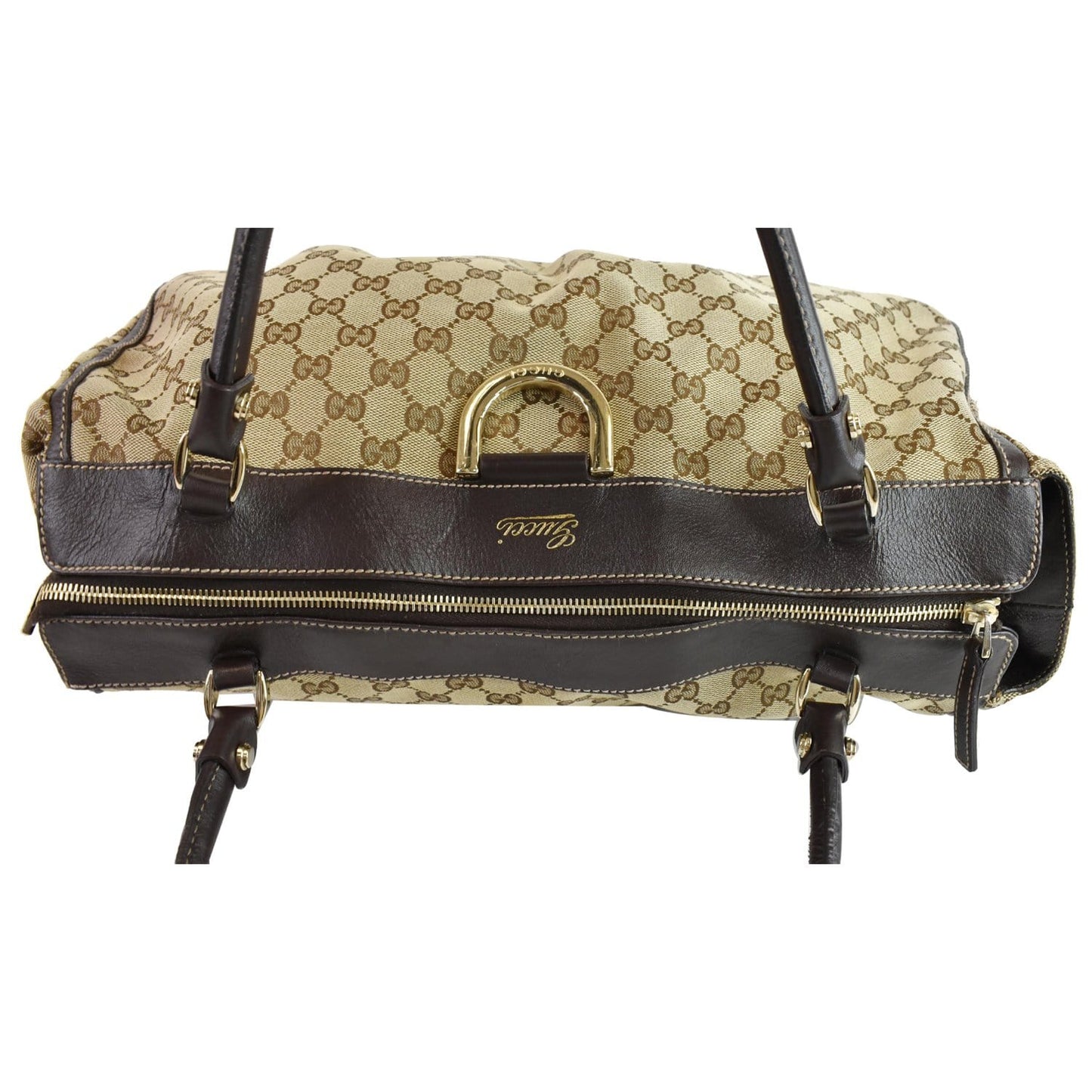 GUCCI GG Canvas Gold D Ring Tote Bag Beige/Ebony 190248