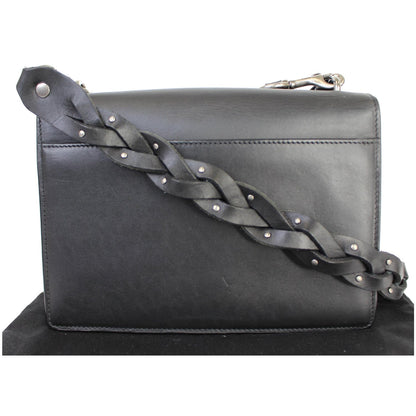 YVES SAINT LAURENT Monogram Sunset Medium Braided Shoulder Bag Black