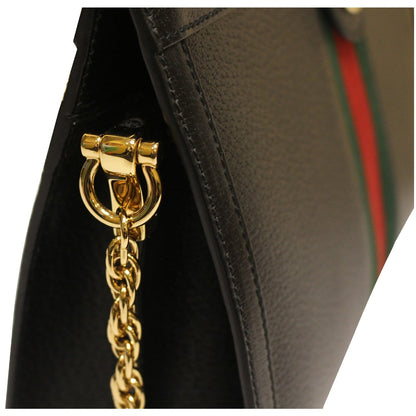 GUCCI Ophidia GG Medium Leather Shoulder Bag Black 503876