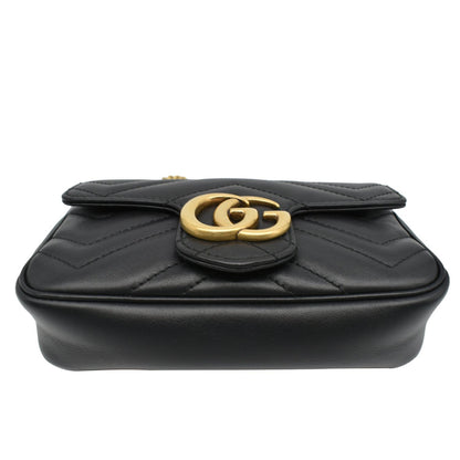 GUCCI GG Marmont Super Mini Leather Crossbody Bag Black 476433