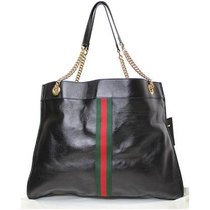GUCCI Rajah Large Leather Tote Shoulder Bag Black 537219