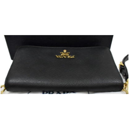 PRADA Mini Saffiano Leather Chain Shoulder Bag Black