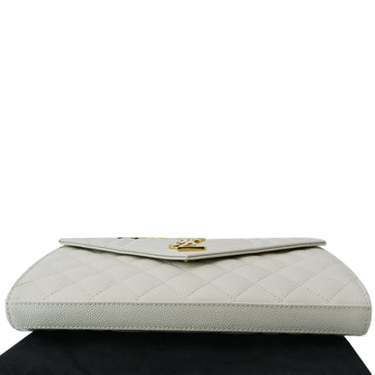 YVES SAINT LAURENT Mix Matelassé Small Grain De Poudre Chain Wallet Crossbody Bag Cream