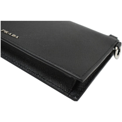 PRADA Saffiano Leather Phone Pouch Bag Black - 10% OFF