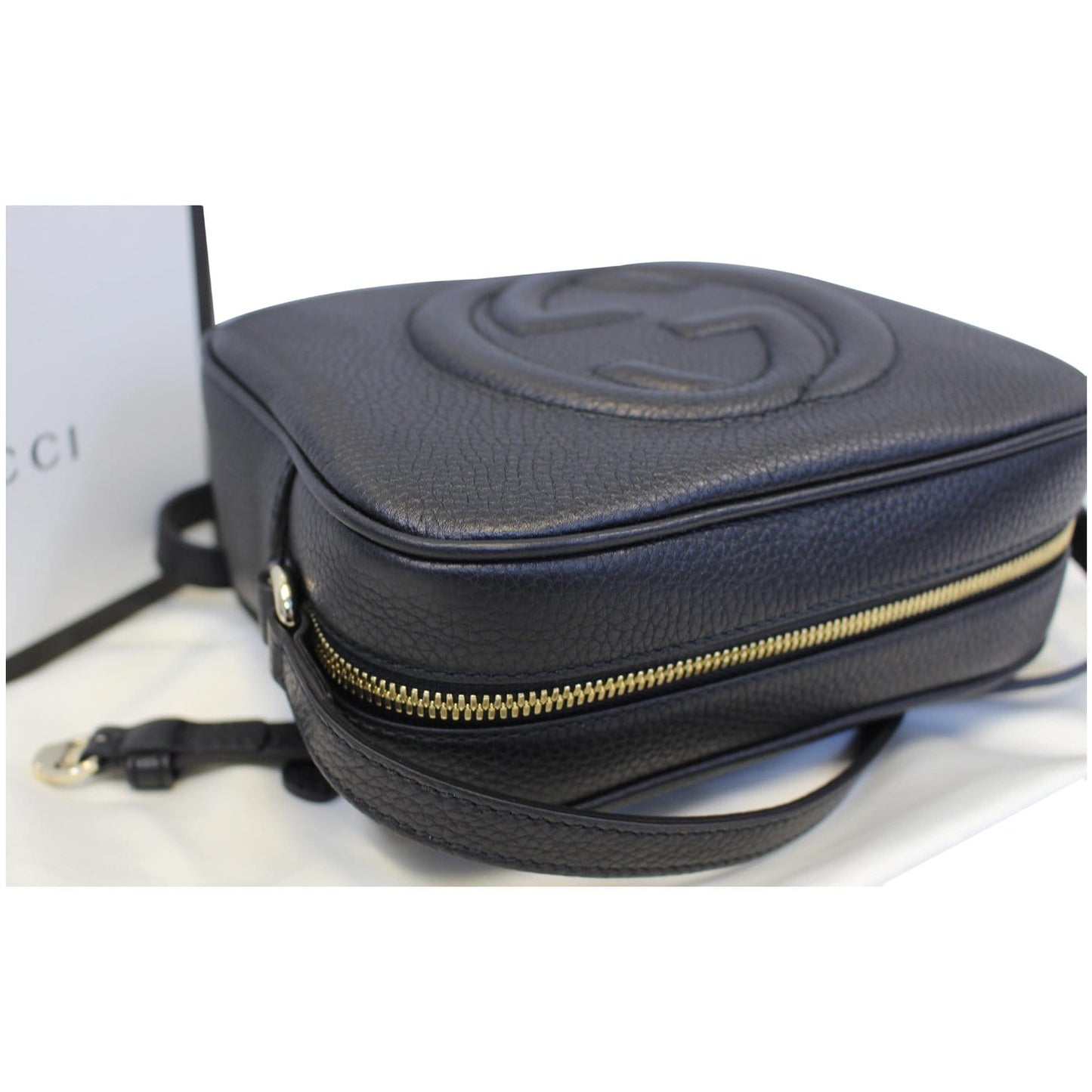 GUCCI Soho Disco Pebbled Leather Small Crossbody Bag 308364 Black