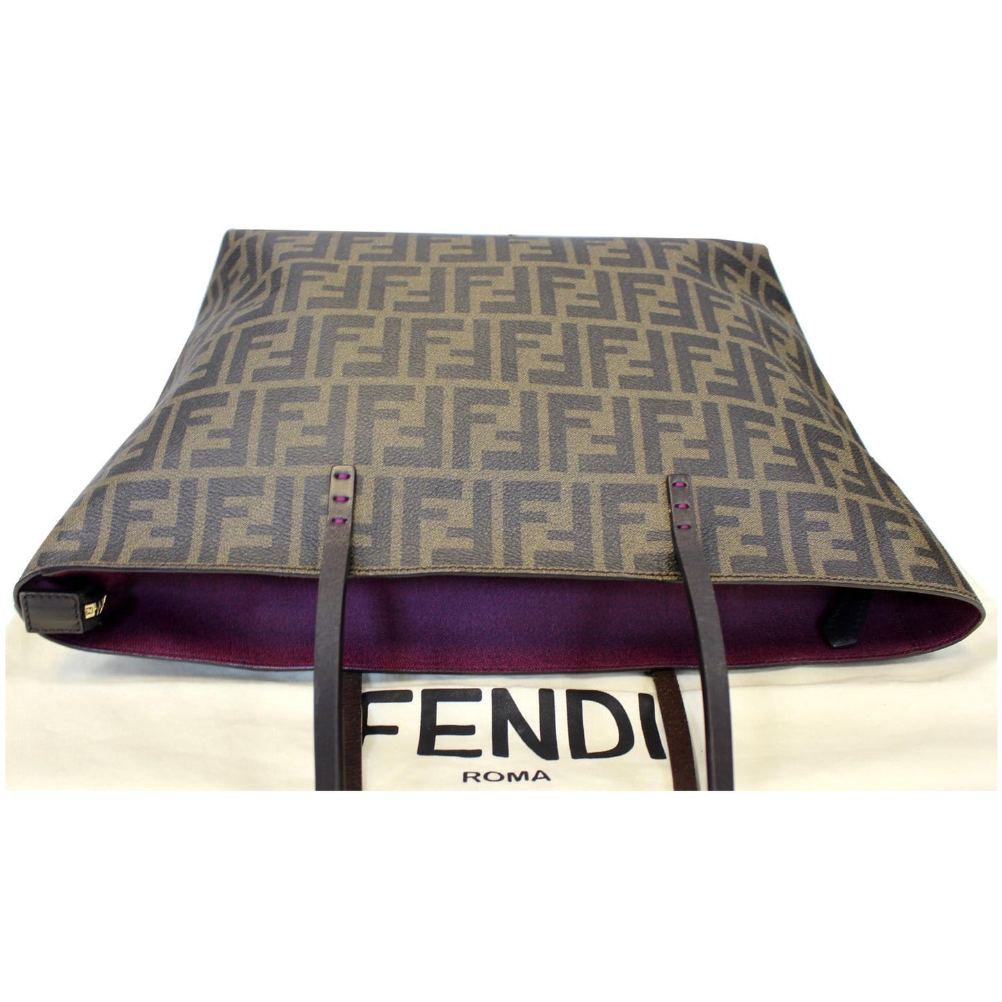 FENDI Zucca Print Canvas Small Roll Tote Bag Brown