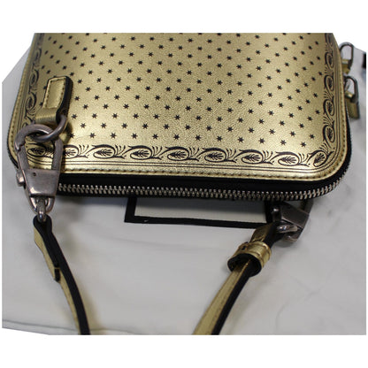 GUCCI Moon Steller Guccy Leather Crossbody Bag Gold