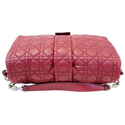 CHRISTIAN DIOR Medium Flap Cannage Leather Shoulder Bag Red