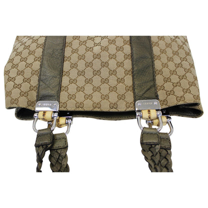 GUCCI Bamboo Bar GG Canvas Tote Bag Beige 232947