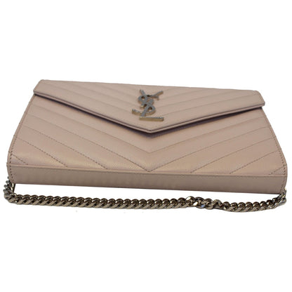 YVES SAINT LAURENT Monogram Grain De Poudre Chain Wallet Pale Blush