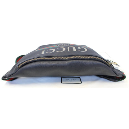 GUCCI Print Leather Black Belt Waist Bum Bag 493869