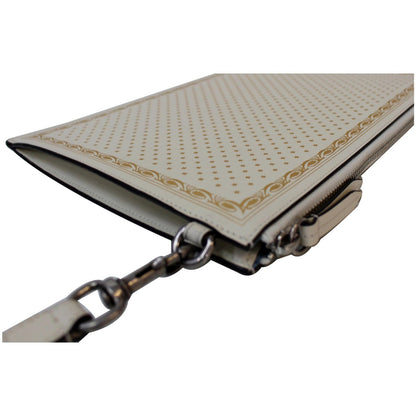GUCCI GUCCY Star Print Leather Clutch Bag White 510489
