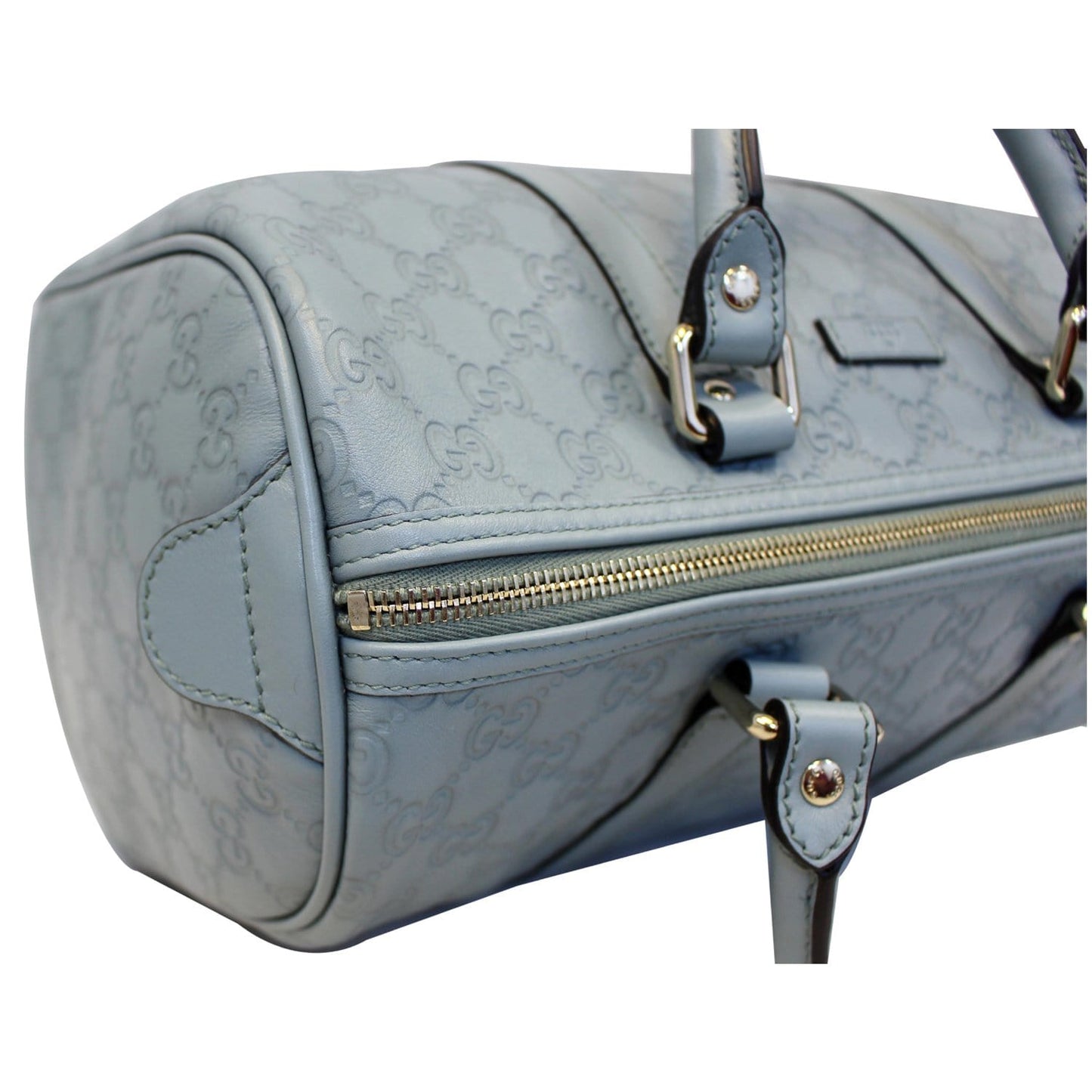 GUCCI Medium Joy Guccissima Leather Boston Bag Turquoise