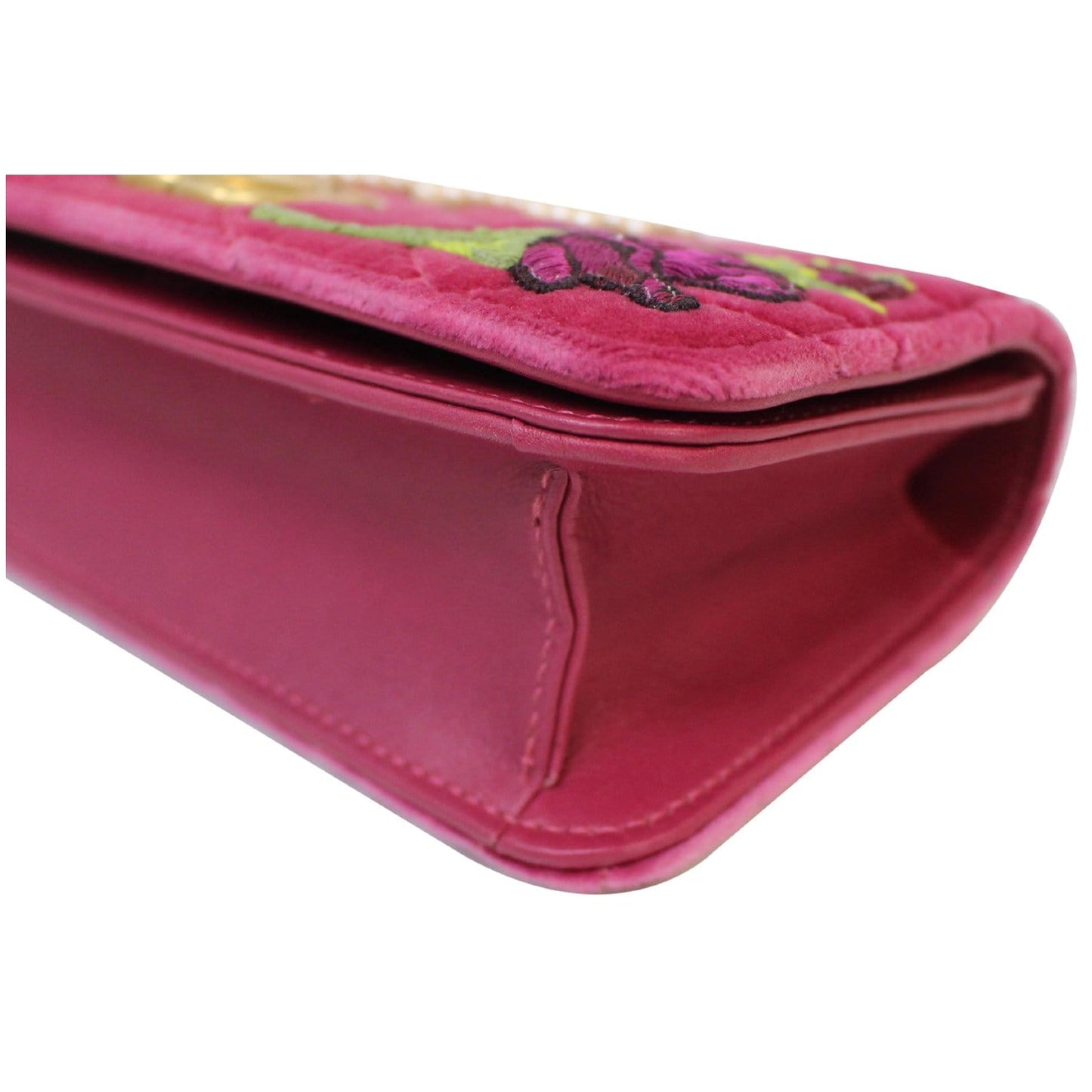 GUCCI Marmont Velvet Love Mini Pearl Embroidered Shoulder Bag Pink
