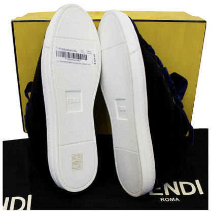FENDI Velvet Sneakers Blue/Black Size 8.5 US - 25% OFF