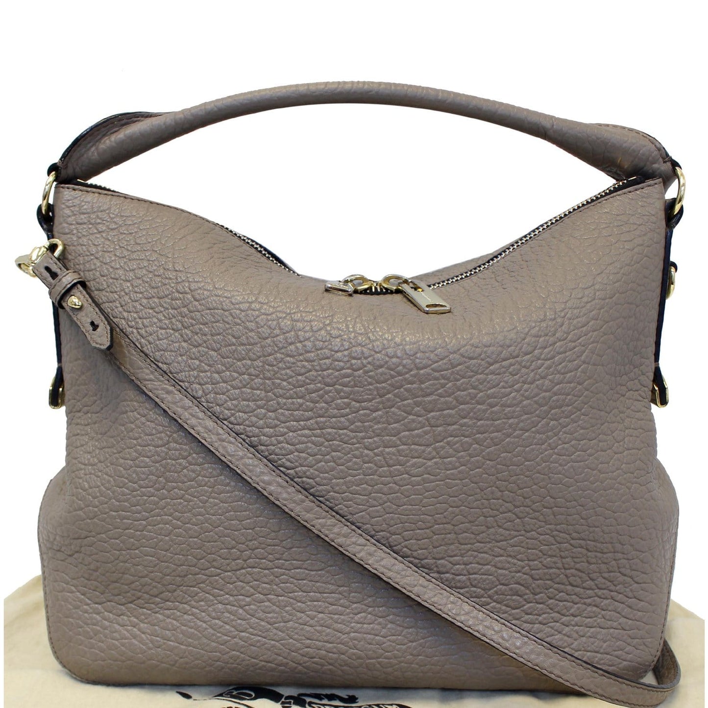 BURBERRY Ledbury Grain Leather Hobo Shoulder Bag