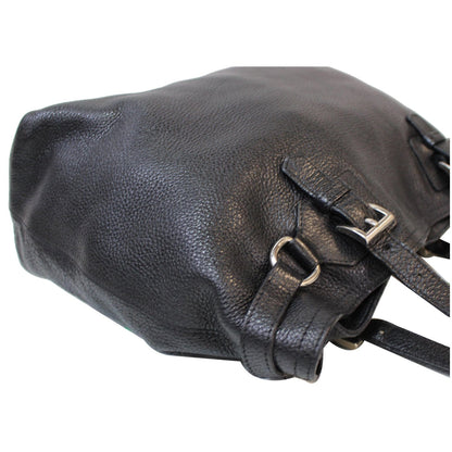 PRADA Vitello Daino Leather Shoulder Bag Black