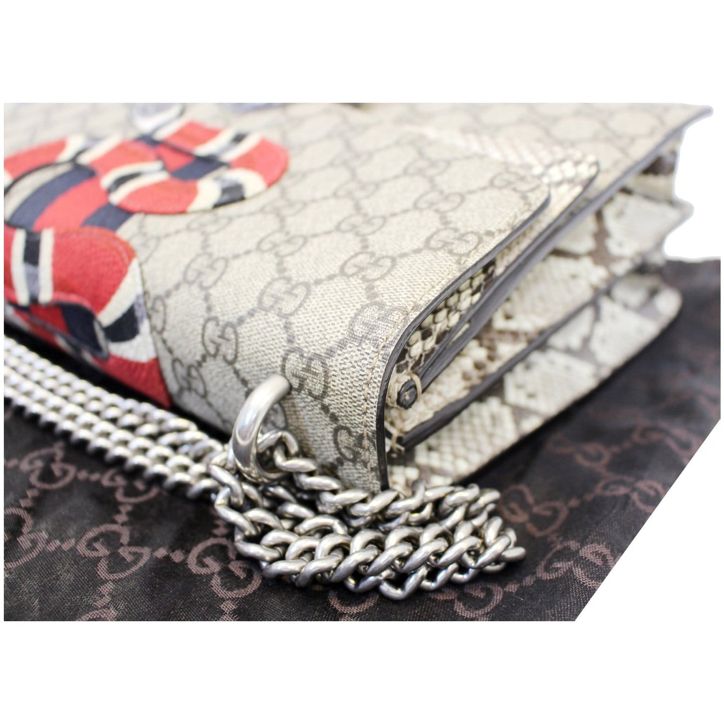 GUCCI Dionysus Medium GG Supreme Embroidered Shoulder Bag 400235 Beige