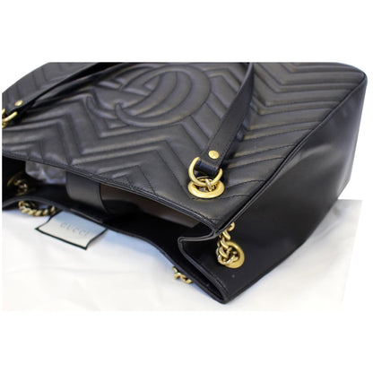 GUCCI GG Marmont Metelasse Medium Quilted Leather Shoulder Bag 453569 Black