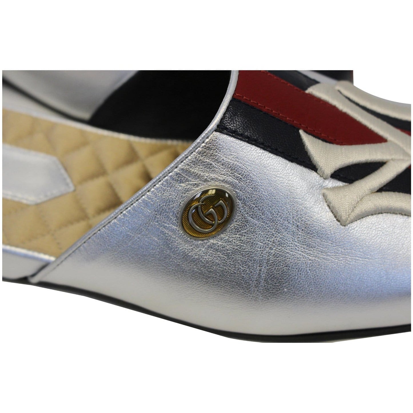 GUCCI NY Yankees Metallic Leather Slipper Mules US 10.5