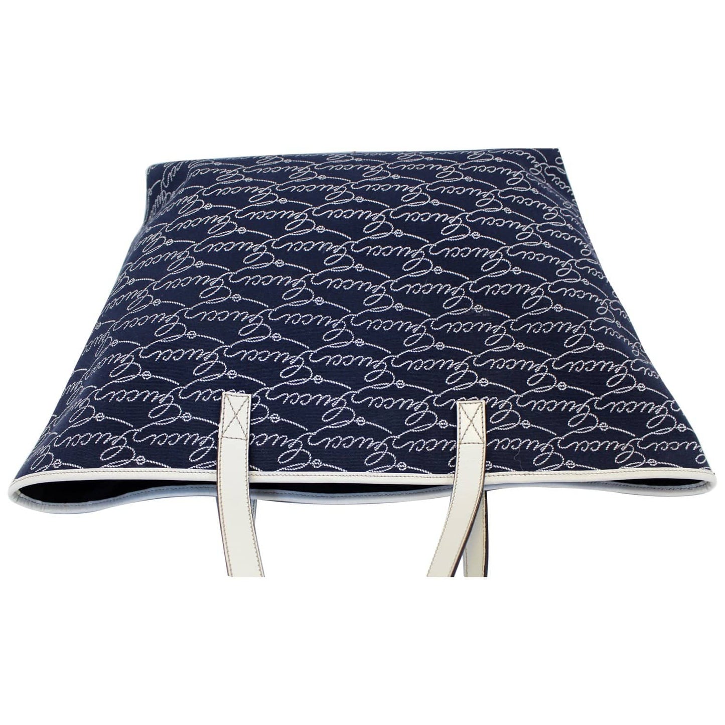 GUCCI Large Blue Canvas White Script Tote Bag 257245