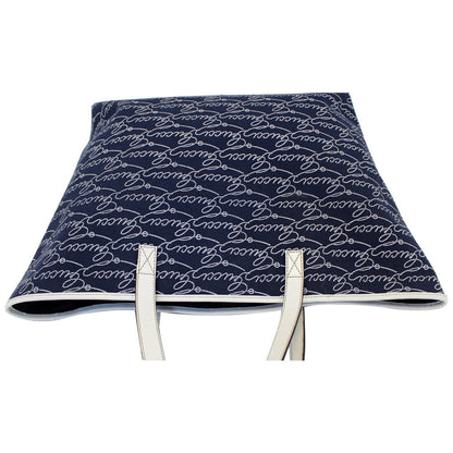 GUCCI Large Blue Canvas White Script Tote Bag 257245