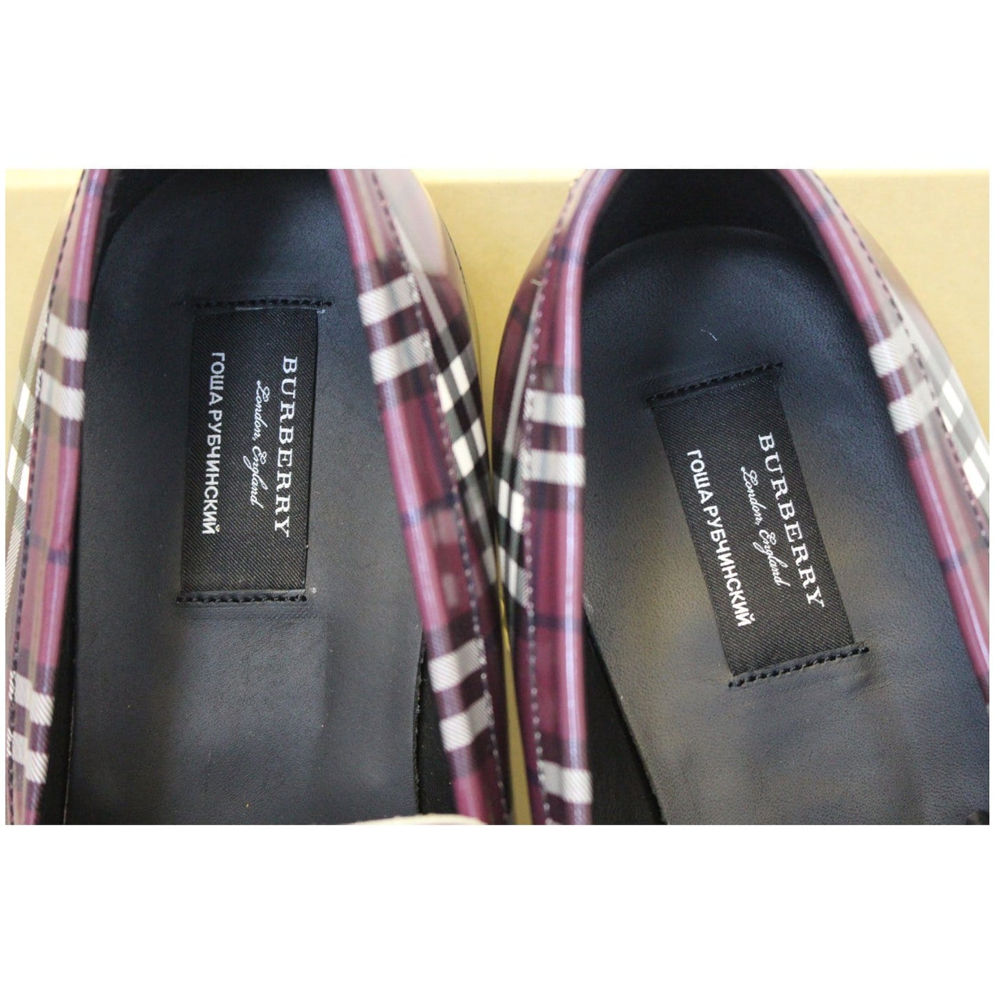BURBERRY Gosha X Burberry Check Leather Loafers US 9